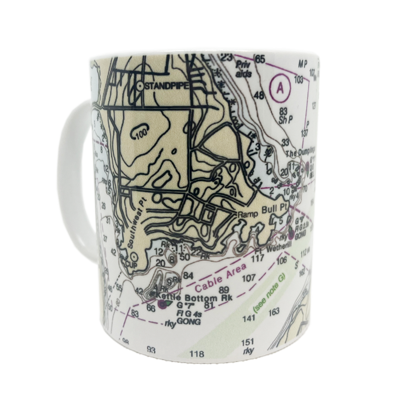 WYC Nautical Map Mug Set - Newport and Wickford Harbor