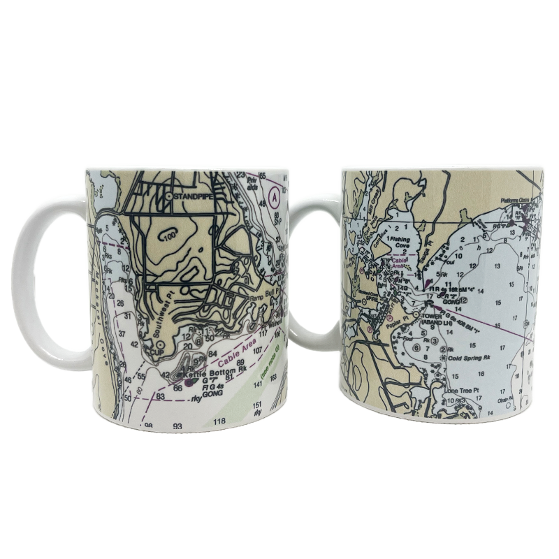 WYC Nautical Map Mug Set - Newport and Wickford Harbor