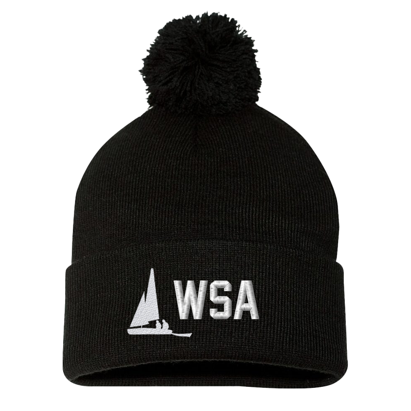 WSA Embroidered Pom Beanie