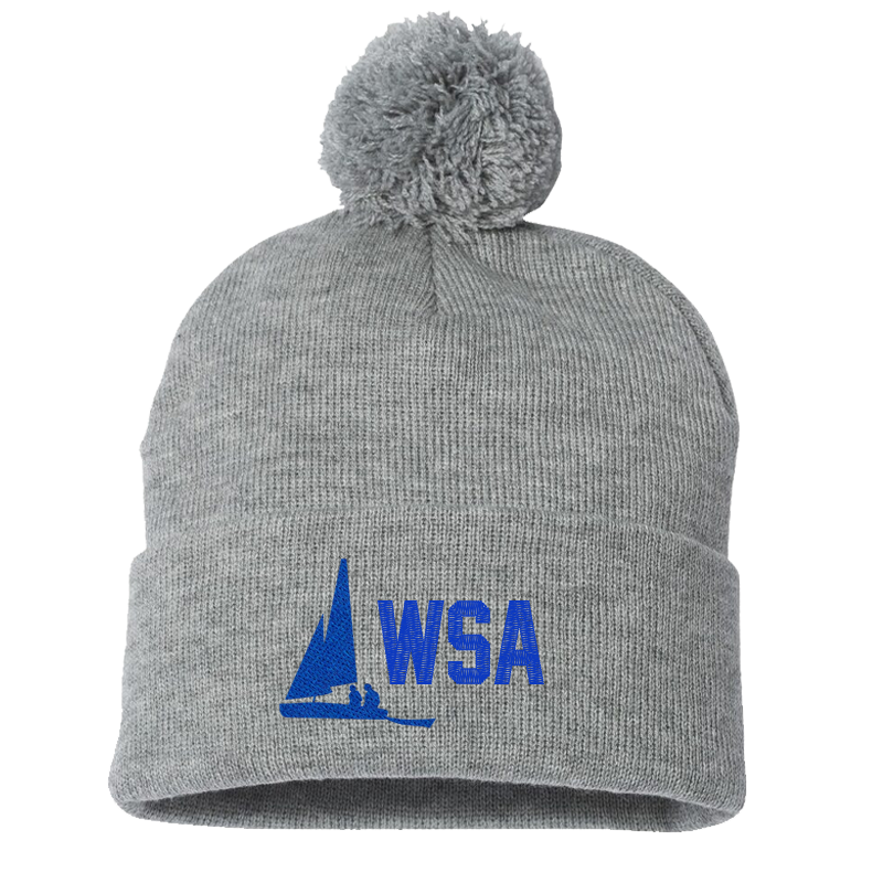 WSA Embroidered Pom Beanie