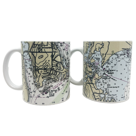 WYC Nautical Map Mug Set - Newport and Wickford Harbor