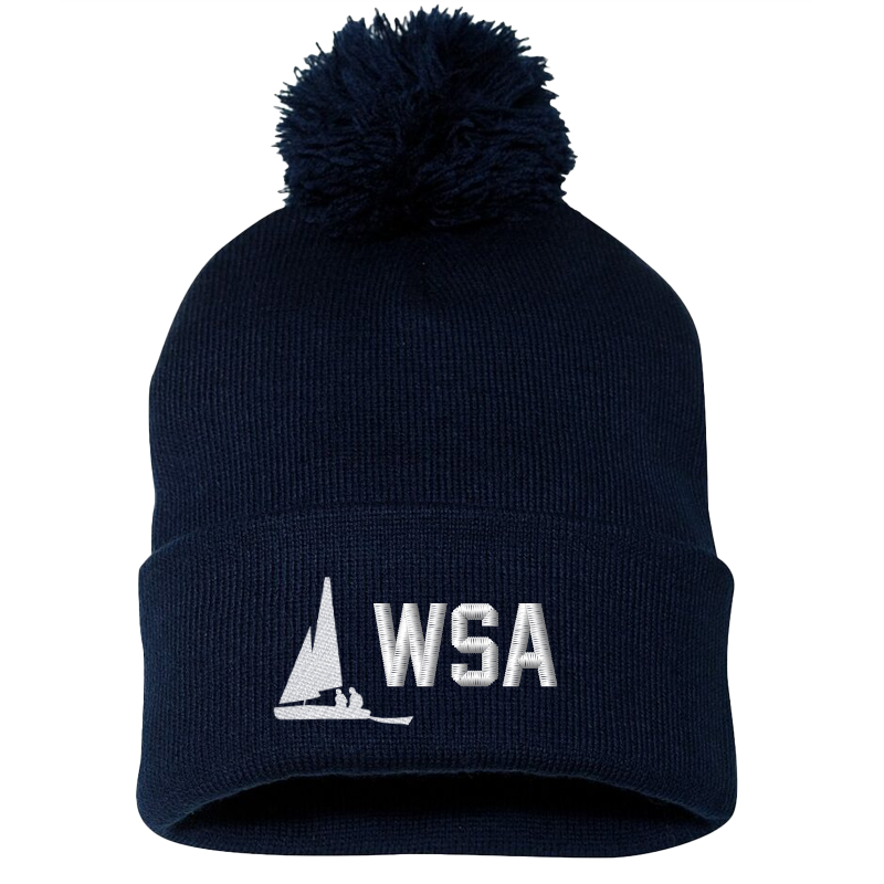 WSA Embroidered Pom Beanie