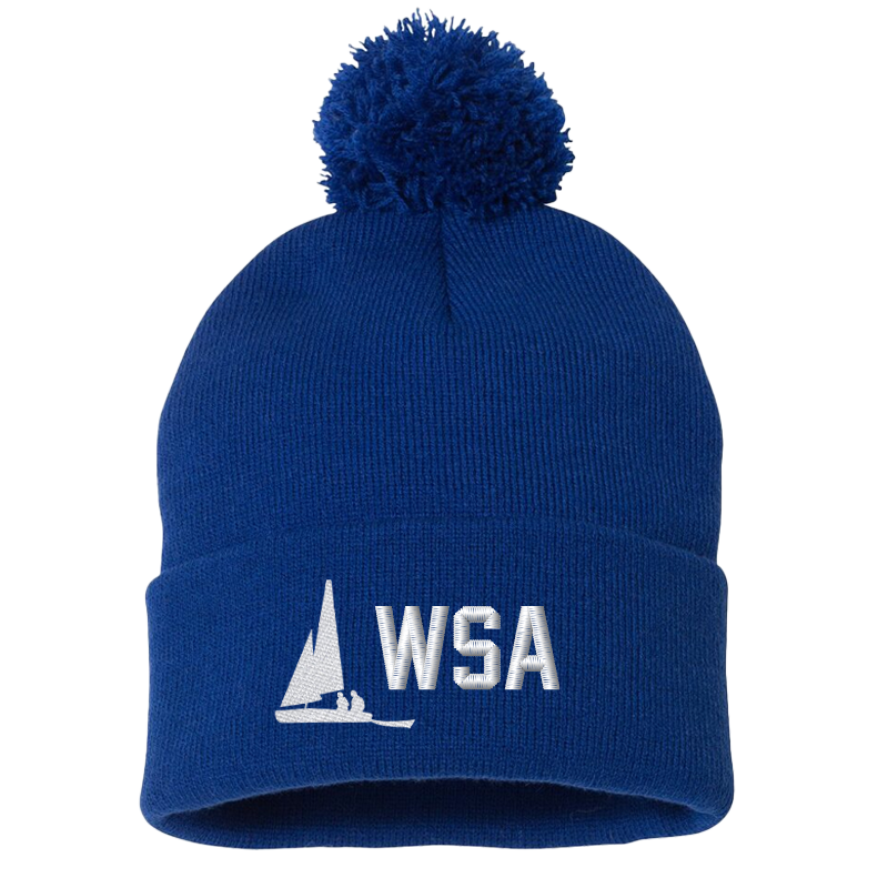 WSA Embroidered Pom Beanie